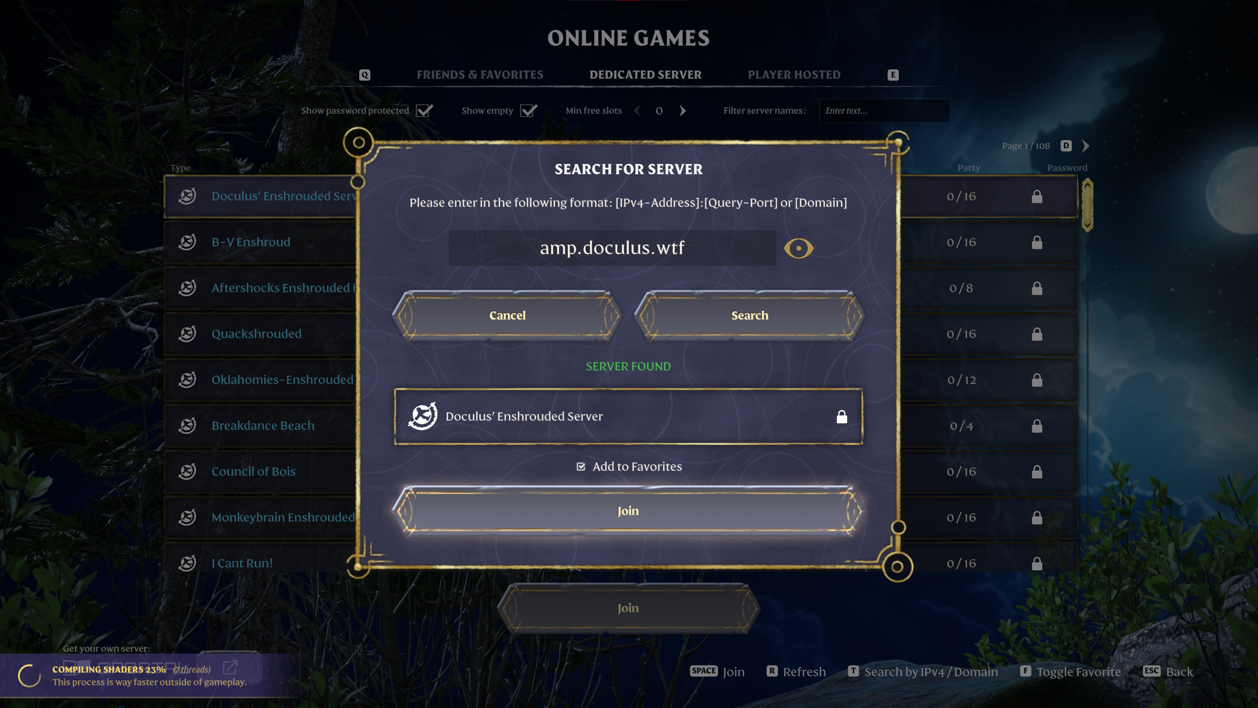Enshrouded Server Found List