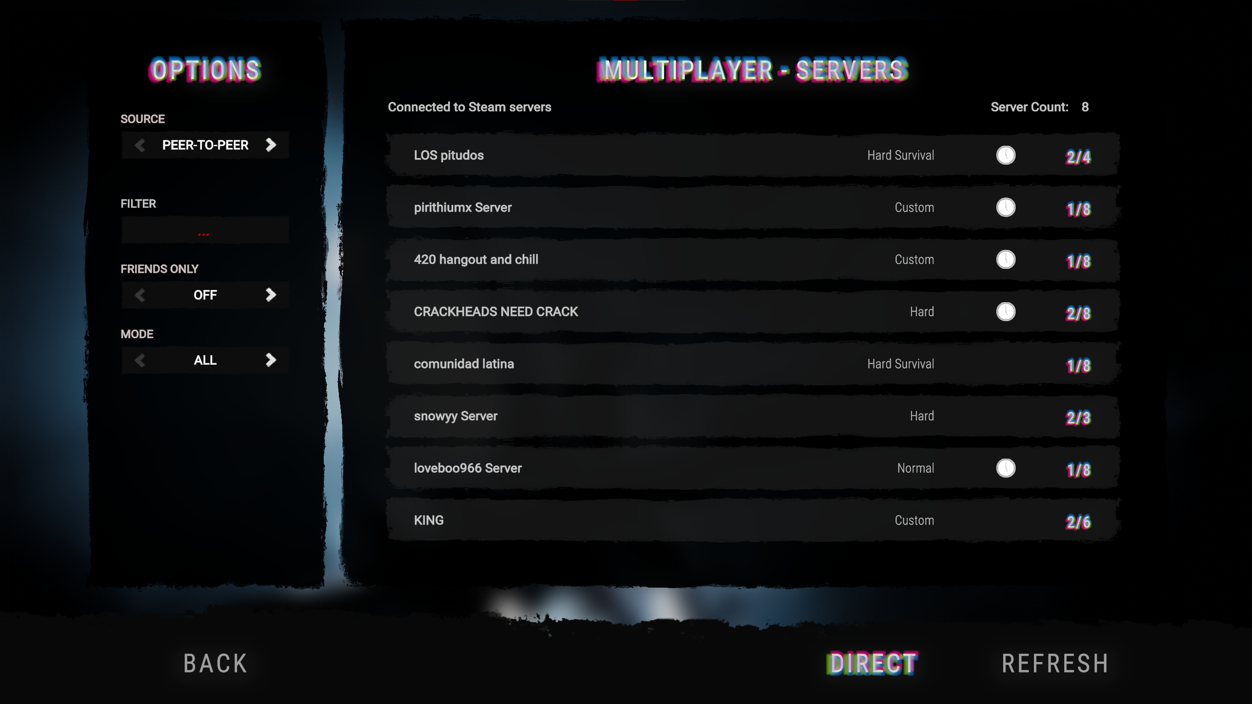 Sons of the Forest Direct Connect Button
