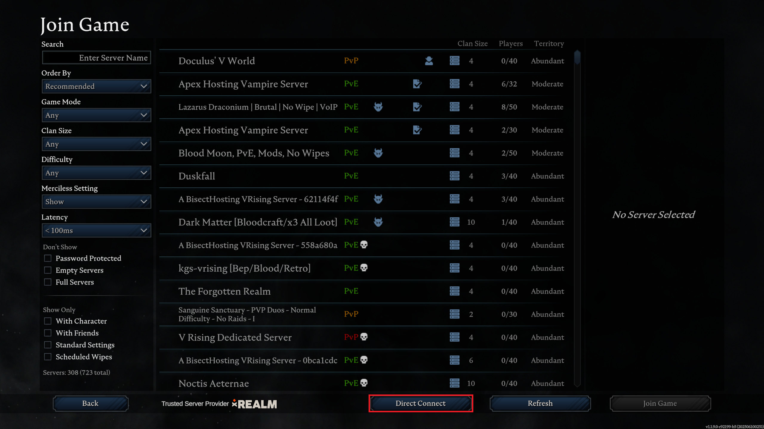 V Rising Direct Connect Option