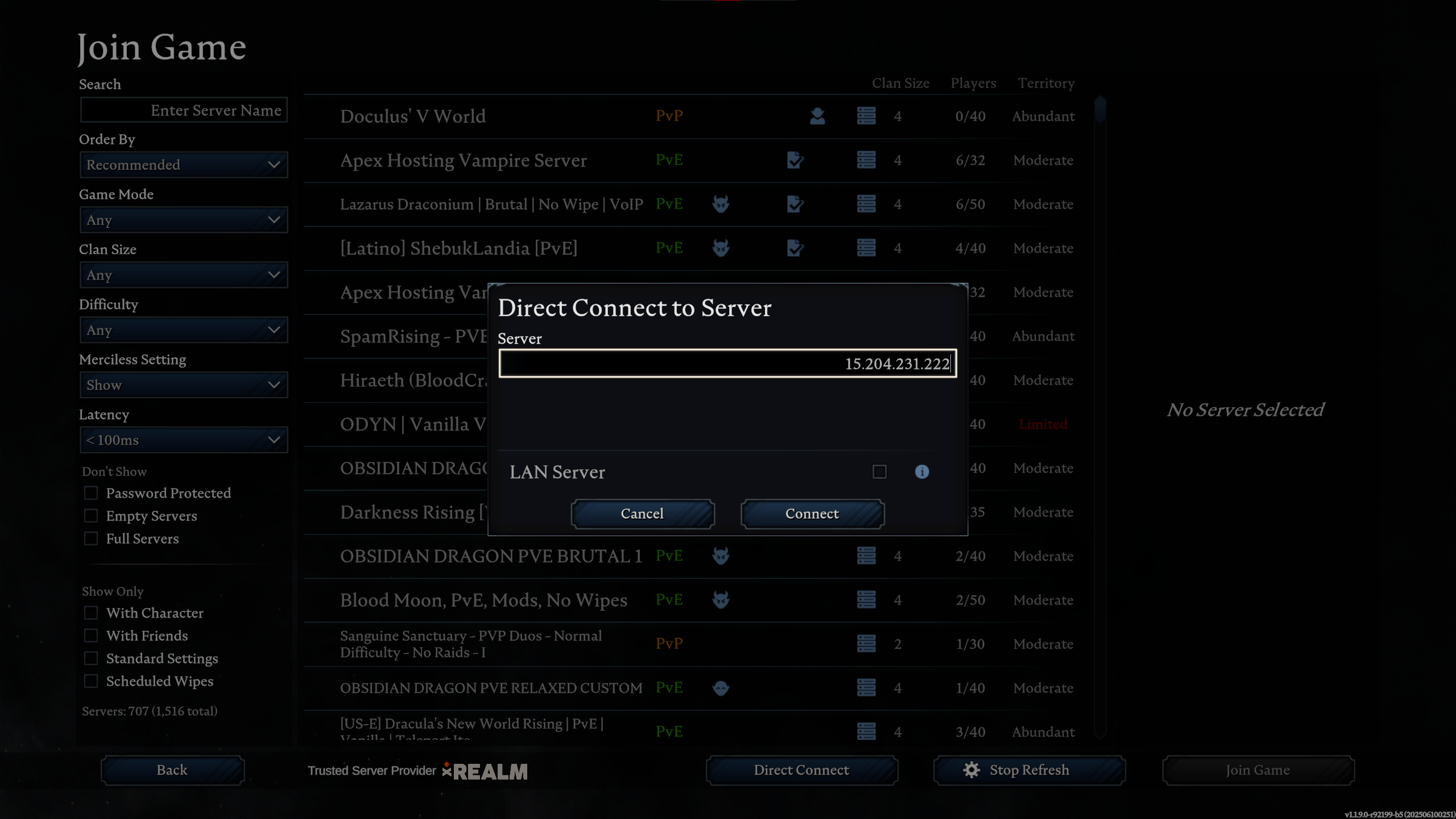 V Rising IP Address Input